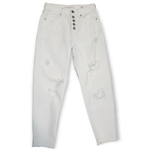 Bullhead High Rise White Mom Jeans Button-Fly Distressed Size 25